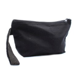 Black cotton toiletry bag 10 oz - hand strap