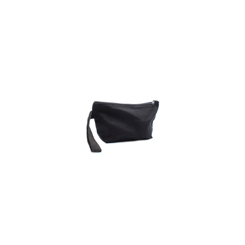 Black cotton toiletry bag 10 oz - hand strap-COTTON MAKEUP BAG-HOSTENATURA