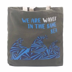 Bolsa de algodón estampada - somos olas - gris, azul, natural - 2