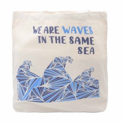 Bolsa de algodón estampada - somos olas - gris, azul, natural - 4