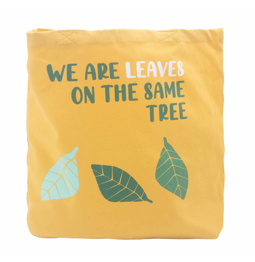 Bolsa de algodón estampada - somos hojas - amarillo, azul, natural