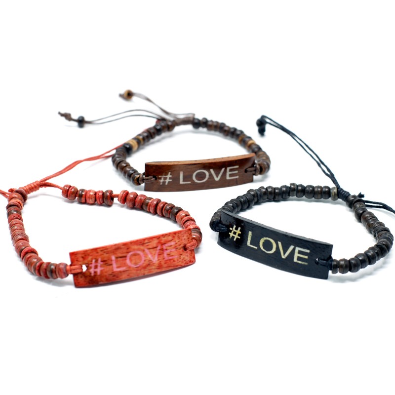 Coco Slogan Armbanden - Liefde-KOKOSNOOT ARMBANDEN-HOSTENATURA