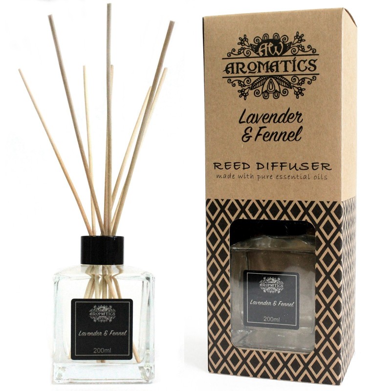 Mikado Diffuseur Désodorisant aux Huiles Essentielles - Lavande et fenouil 200 ml-DIFFUSEUR À TIGE D'HUILES ESSENTIELLES 200 ML-HOSTENATURA