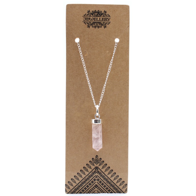 Pendentif classique en tricot de pierres précieuses - Quartz rose-PENDENTIF PIERRES PRÉCIEUSES-HOSTENATURA