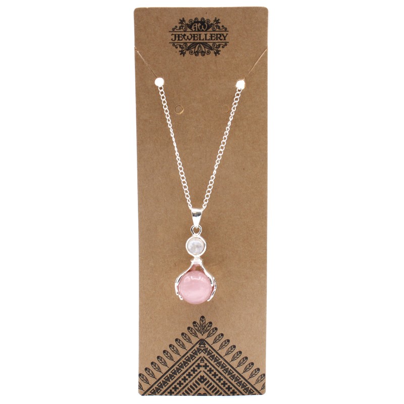 Pendentif mains de guérison en pierre précieuse - Quartz rose-PENDENTIF PIERRES PRÉCIEUSES-HOSTENATURA