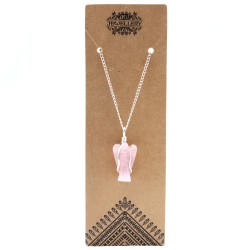 Pendentif ange gardien avec pierres précieuses - Quartz rose