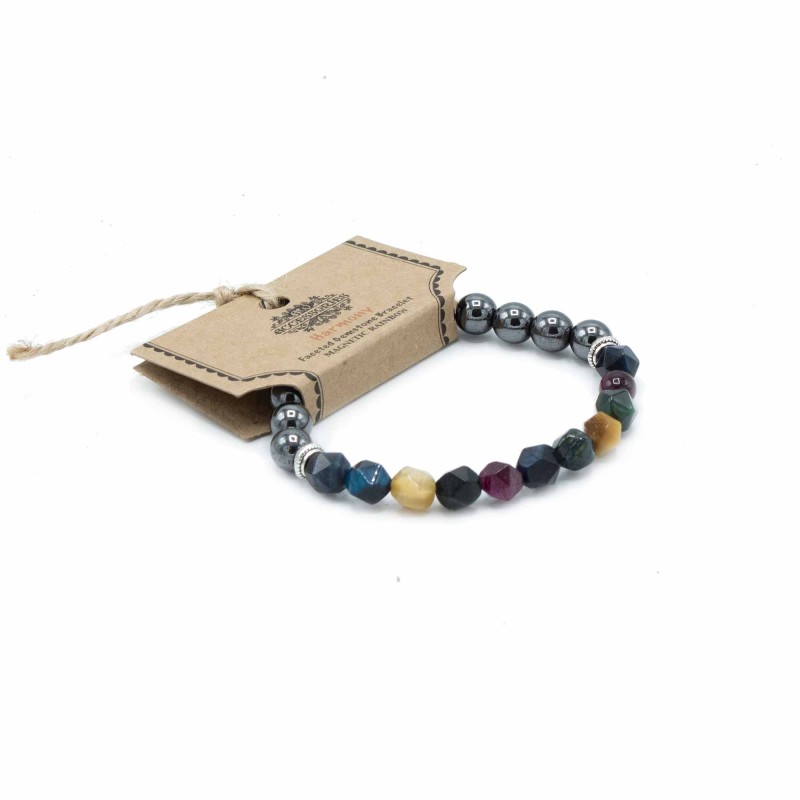 Carved Gemstone Bracelet - Magnetic Rainbow-BRACELETS NECKLACES GEMSTONES-HOSTENATURA