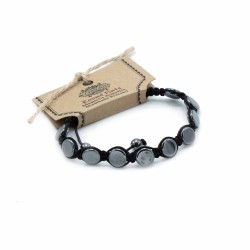 Bracciale Shamballa in ematite magnetica - Cerchi piatti