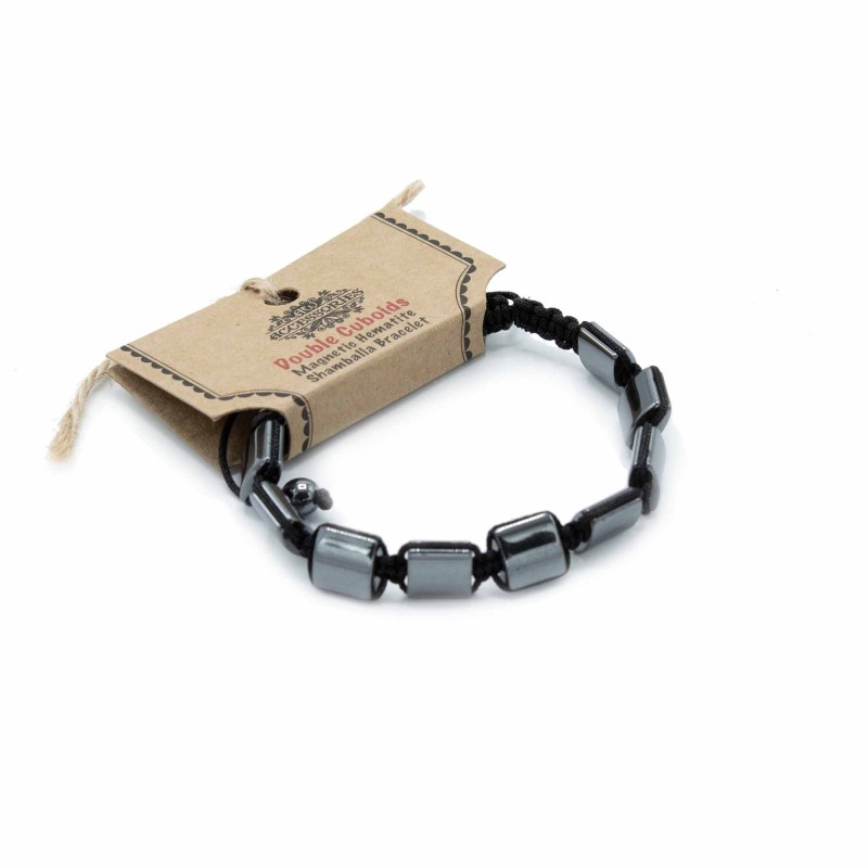 Bracciale magnetico Shamballa in ematite - Doppi cuboidi-BRACCIALETTI MAGNETICI-HOSTENATURA