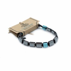 Bracciale magnetico Shamballa in ematite - Cuboidi turchesi