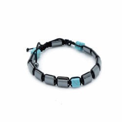 Pulsera Magnética Shamballa de Hematita - Cuboides Turquesa - 2