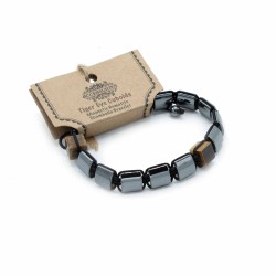 Bracciale magnetico Shamballa in ematite - Cuboidi in occhio di tigre