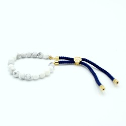 Pulsera de hilo azul marino de Khaulita Blanca en plata 925 - 1