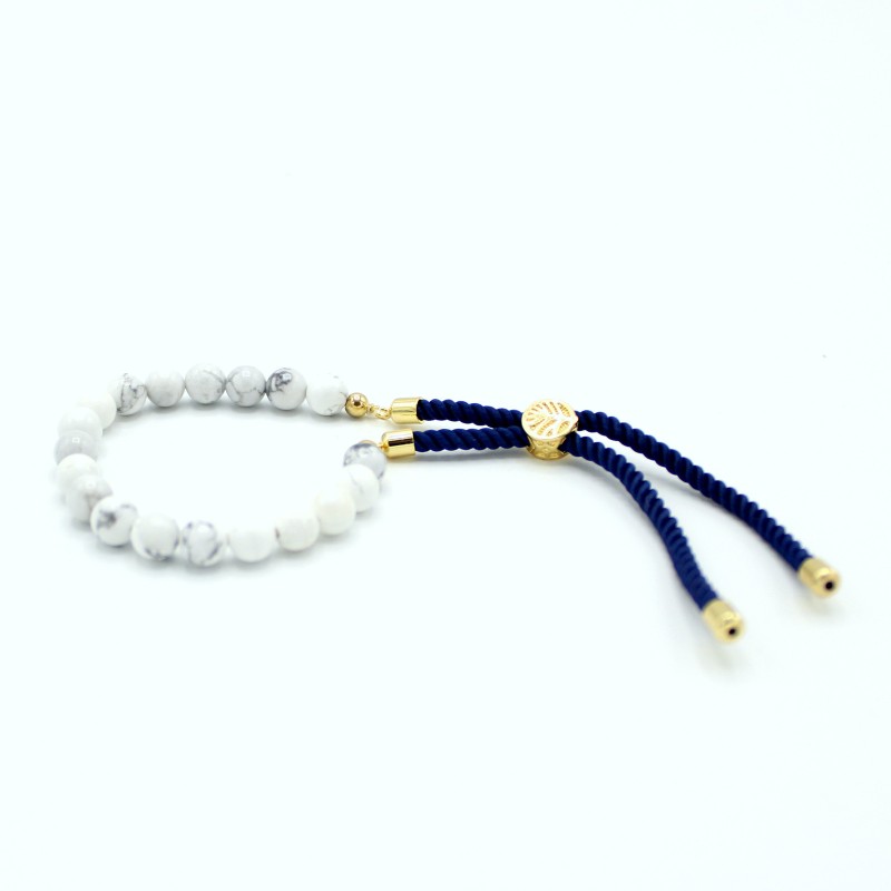 Bracelet en fil bleu marine Khaulita blanc en argent 925-BRACELETS COLLIER PIERRES GEMMES-HOSTENATURA