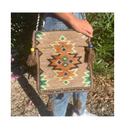 Bolso bandolera de festival Kilim beige