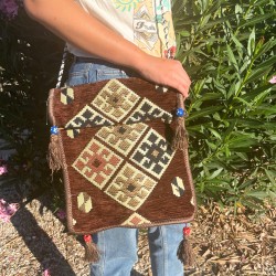 Bolso bandolera de festival Kilim de chocolate - 2