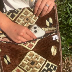 Bolso bandolera de festival Kilim de chocolate - 3