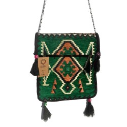 Bolsa de ombreiro Kilim Party Verde Esmeralda