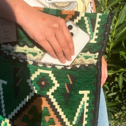 Bolso bandolera de fiesta Kilim verde esmeralda - 2