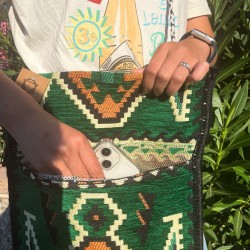 Bolso bandolera de fiesta Kilim verde esmeralda - 3