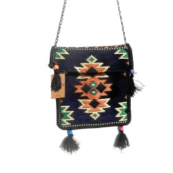 Geantă crossbody Kilim Festival bleumarin închis