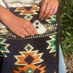 Bolso bandolera de festival Kilim azul marino oscuro - 4