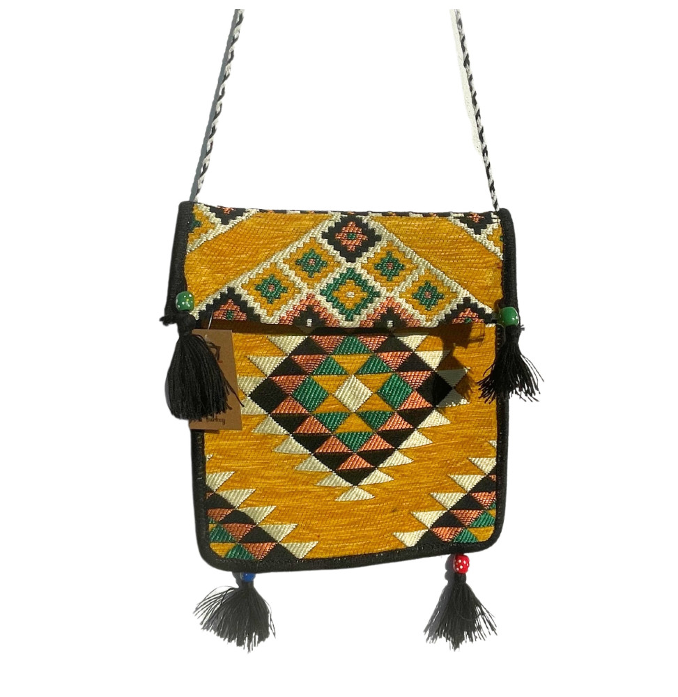 Bolsa Kilim Messenger Festival amarilla-KILIM VÄSAR-HOSTENATURA