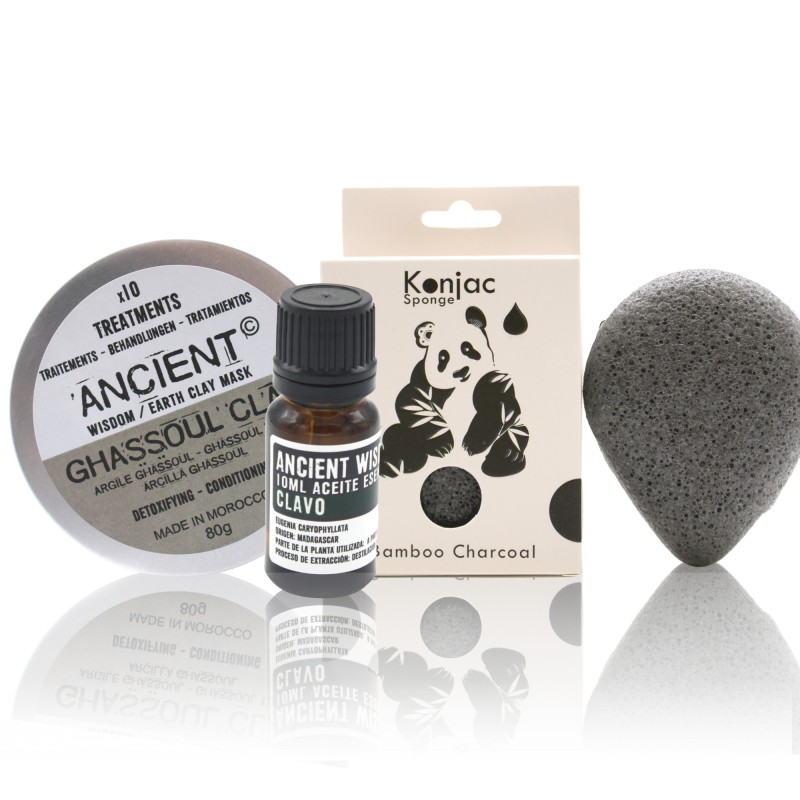 Black Konjac Sponge, Clay & Essential Oil-GIFT KIT-HOSTENATURA