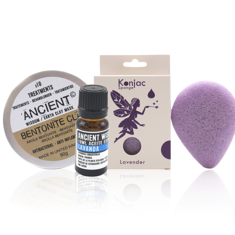 Esponxa morada Konjac, arxila e aceite esencial-KIT DE AGASALLO-HOSTENATURA