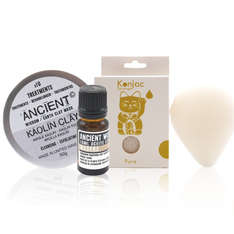 Spugna Konjac naturale, argilla e olio essenziale-KIT REGALO-HOSTENATURA