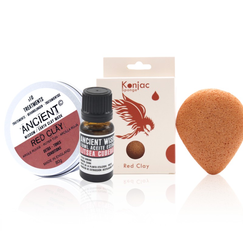 Esponja Konjac, arxila e aceite esencial-KIT DE AGASALLO-HOSTENATURA