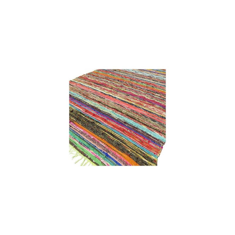 Luxury rag rug 151 x 90 cm - Green-INDIAN CARPETS-HOSTENATURA