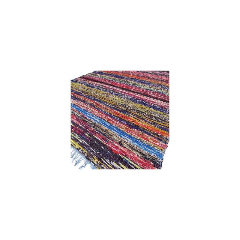 Luxury rag rug of 153 x 90 cm - Blue-INDIAN CARPETS-HOSTENATURA