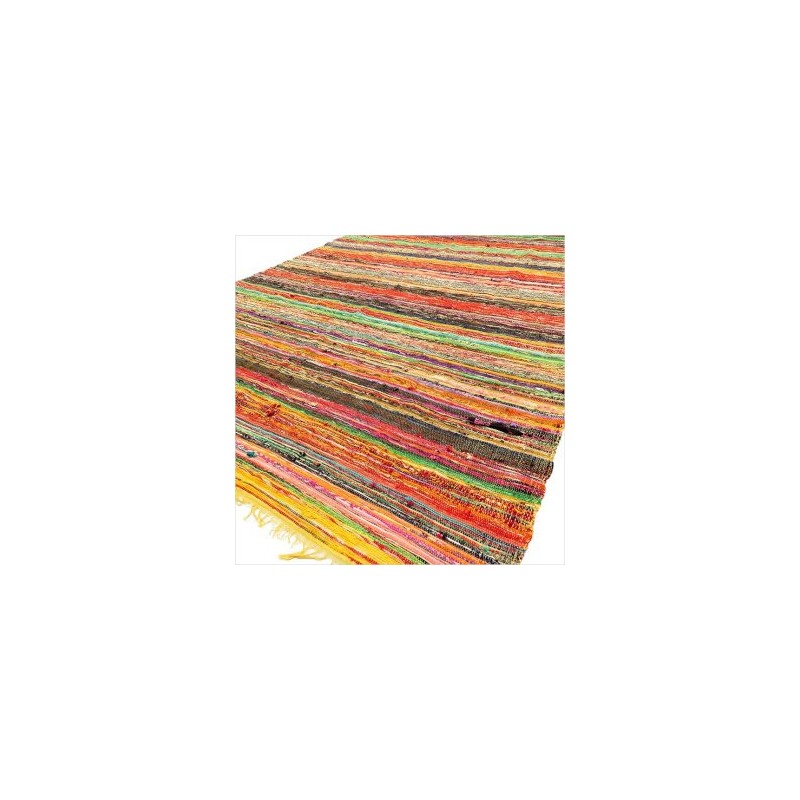 154 x 90cm Luxury Rag Rug - Yellow-INDIAN CARPETS-HOSTENATURA