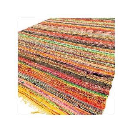 154 x 90cm Alfombra de trapo de lujo - Amarillo - 1
