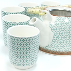 Teapot set - Green mosaic - 19x20x14cm - Ceramic