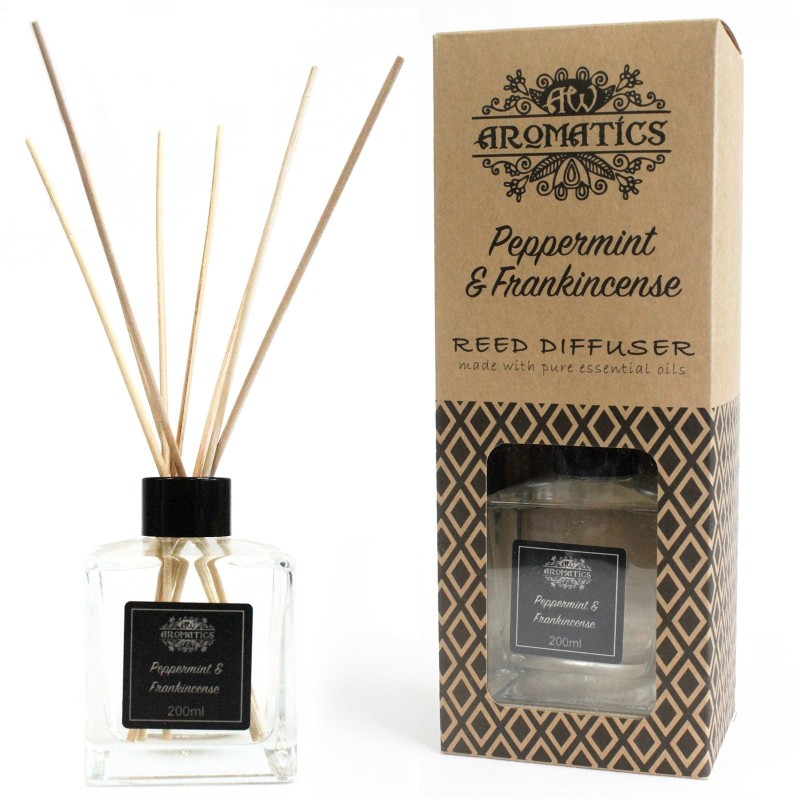 Rod Diffuser with Essential Oils - Mint and Incense 200 ml-ESSENTIAL OILS REED DIFFUSER 200 ML-HOSTENATURA