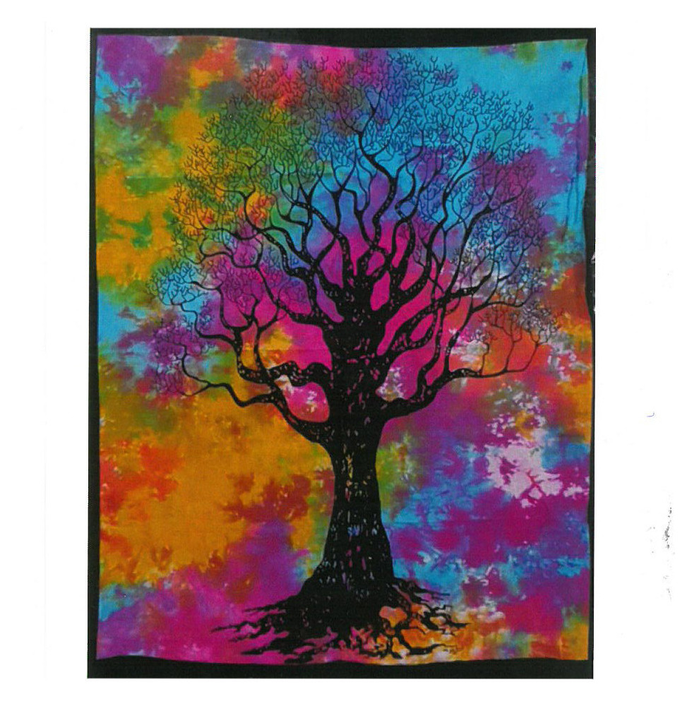 Arte de pared de algodón - Árbol de la fuerza-ESOTERIC COTTON TAPESTRIES-HOSTENATURA