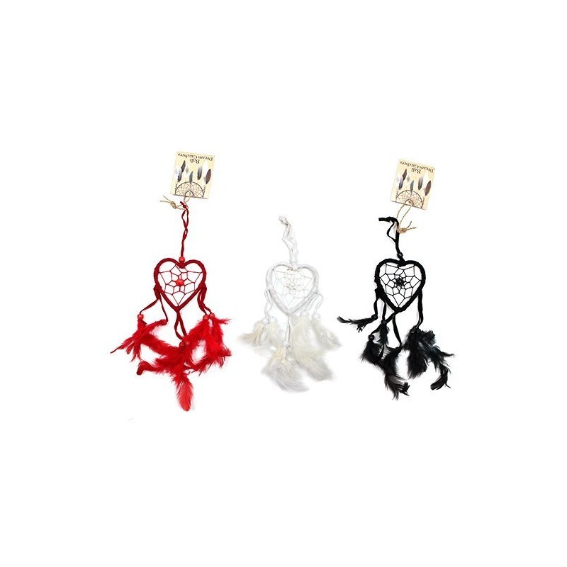 Atrapasueños de corazón pequeno de Bali - Negro/Branco/Vermello (Colores variadas)-BALI DREAM CATCHER-HOSTENATURA