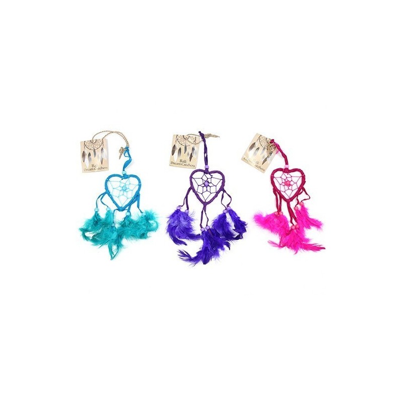 Bali Dream Catcher Small Heart - Turquoise/Pink/Purple (Assorted Colors)-BALI DREAM CATCHER-HOSTENATURA