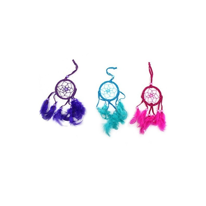 Aro pequeno para atrapasueños de Bali - turquesa/rosa/morado (colores variados)-BALI DREAM CATCHER-HOSTENATURA