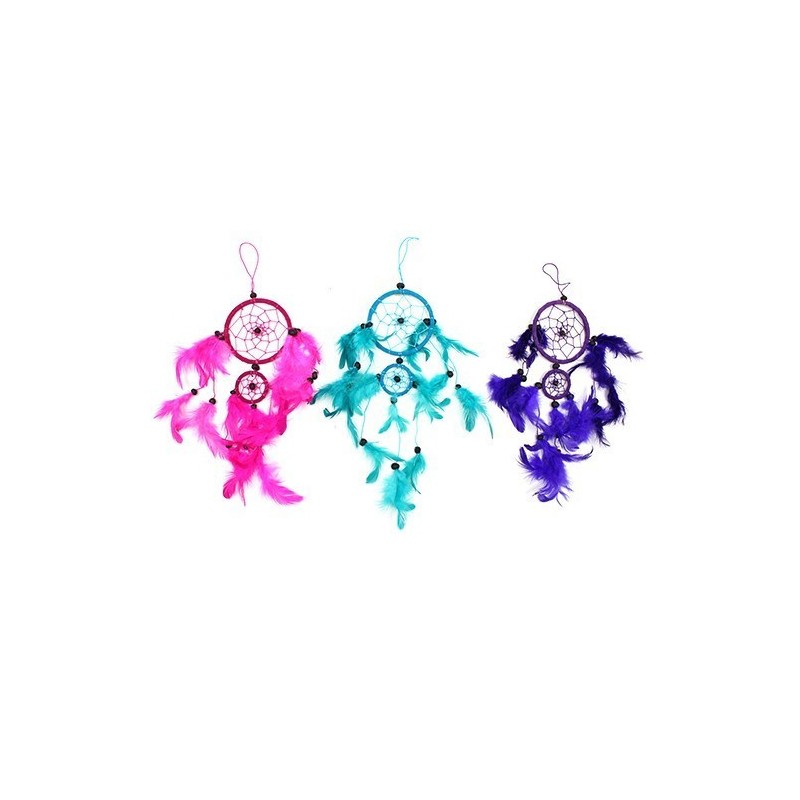 Aro mediano atrapasueños de Bali - turquesa/rosa/morado (cores aleatorias)-BALI DREAM CATCHER-HOSTENATURA