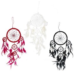 Bali Large Hoop Dream Catcher - Black/White/Red (Assorted Colors)