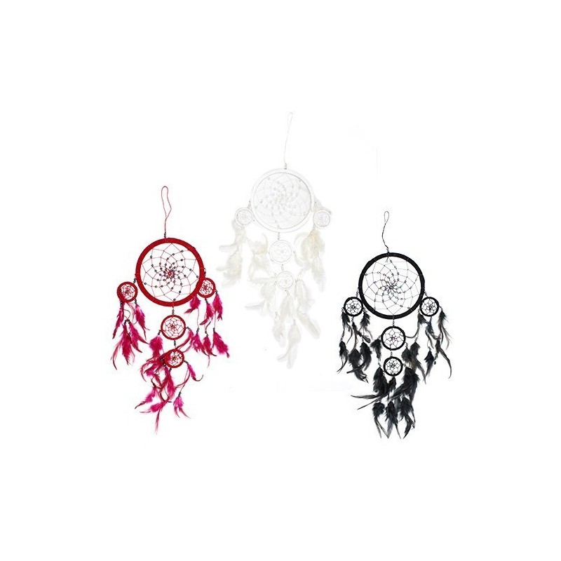 Aro grande Bali Dream Catcher - preto/branco/vermelho (cores sortidas)-Apanhador de sonhos de Bali-HOSTENATURA