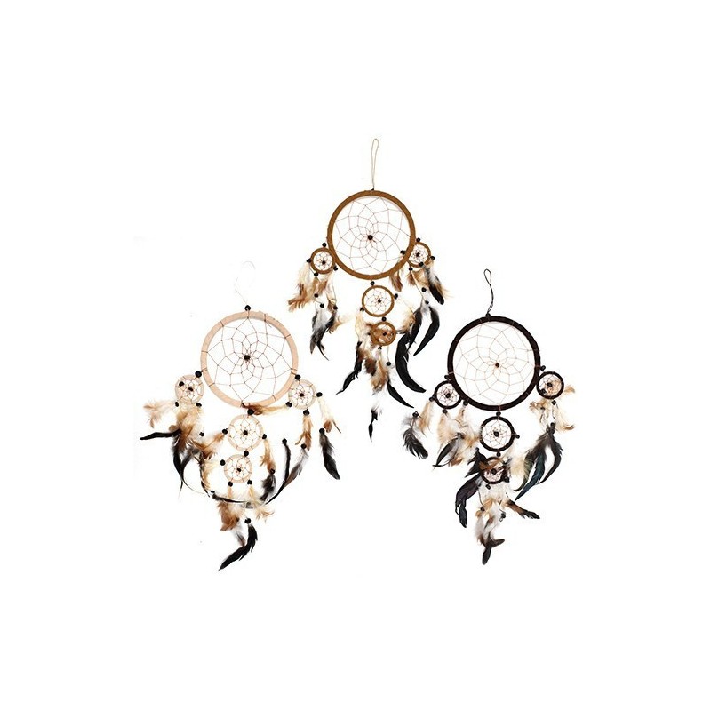 Bali large hoop dream catcher - Cream/Coffee/Chocolate (Assorted Colors)-BALI DREAM CATCHER-HOSTENATURA