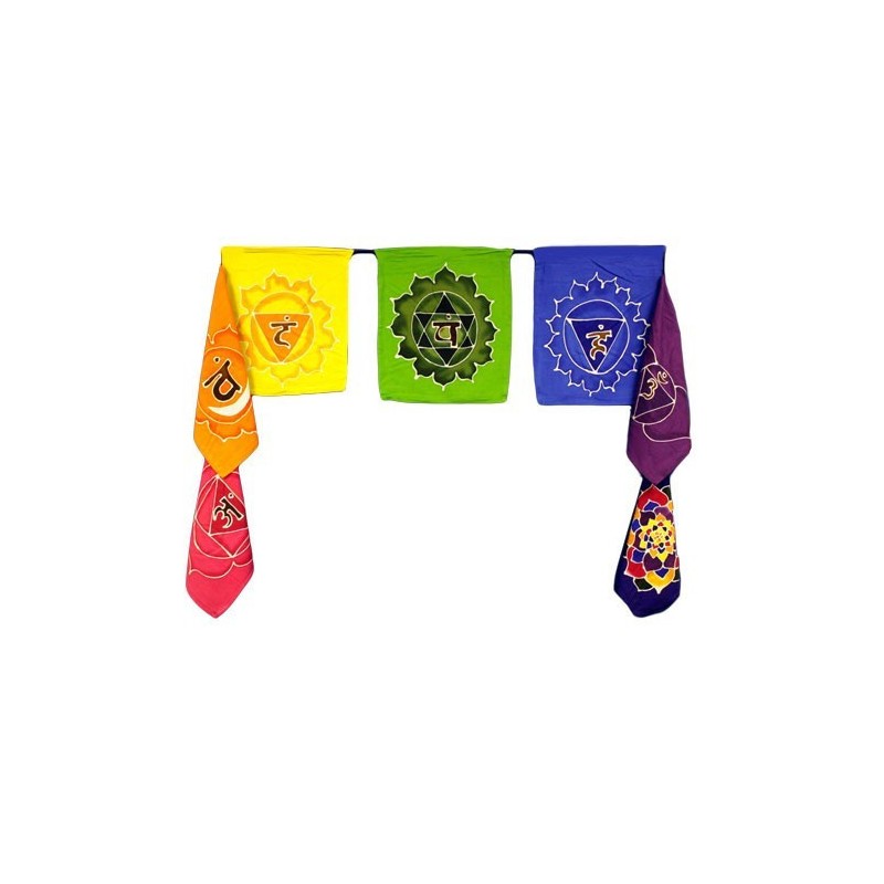 Set banderes - Chakras 7x(32x23cm)-TAPIS BATIK DE BALI-HOSTENATURA