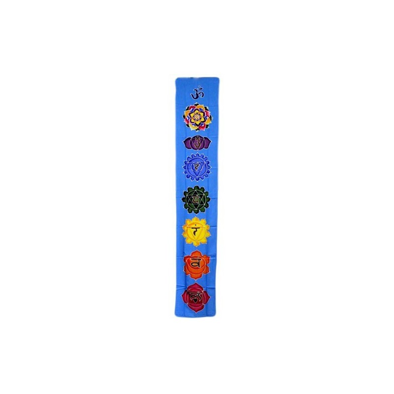 Chakra vertical banner - light blue 183x35cm-BALI BATIK TAPESTRIES-HOSTENATURA