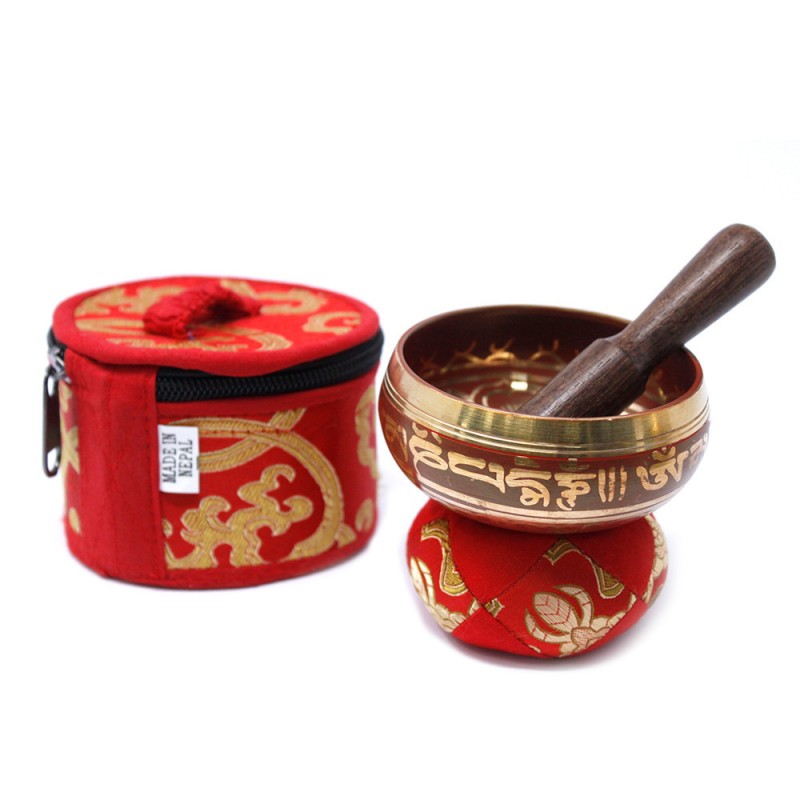 Mini Tibetan Bowl Geschenkset - Rot - 6x8cm-TIBETISCHE SCHALEN-HOSTENATURA