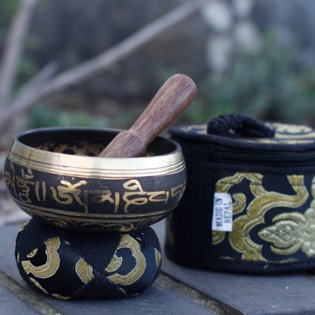 Mini Cuenco Tibetano Set de Regalo - Negro - 6x8cm