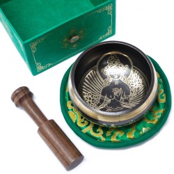 Conjunto de tigela tibetana - Tara Verde 10cm (min 400g)